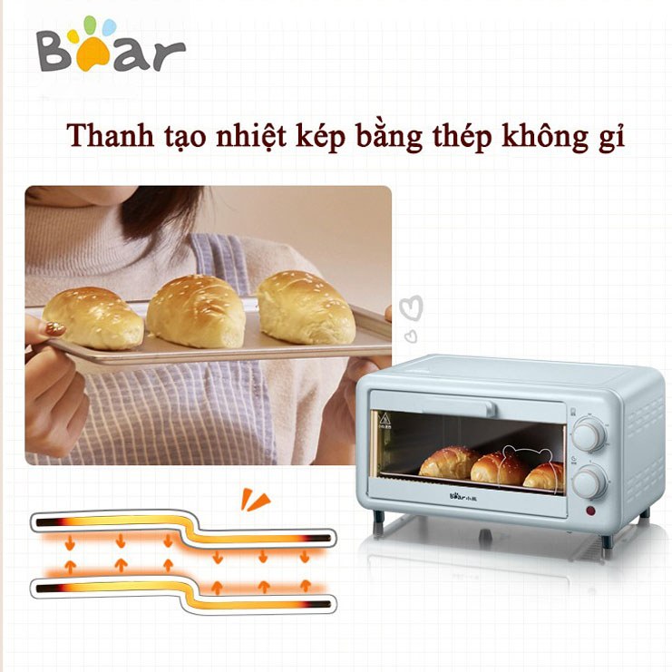 Lò Nướng Điện Đa Năng Bear Màu Pastel D11K3 Dung Tích 11L - Hàng Chính Hãng