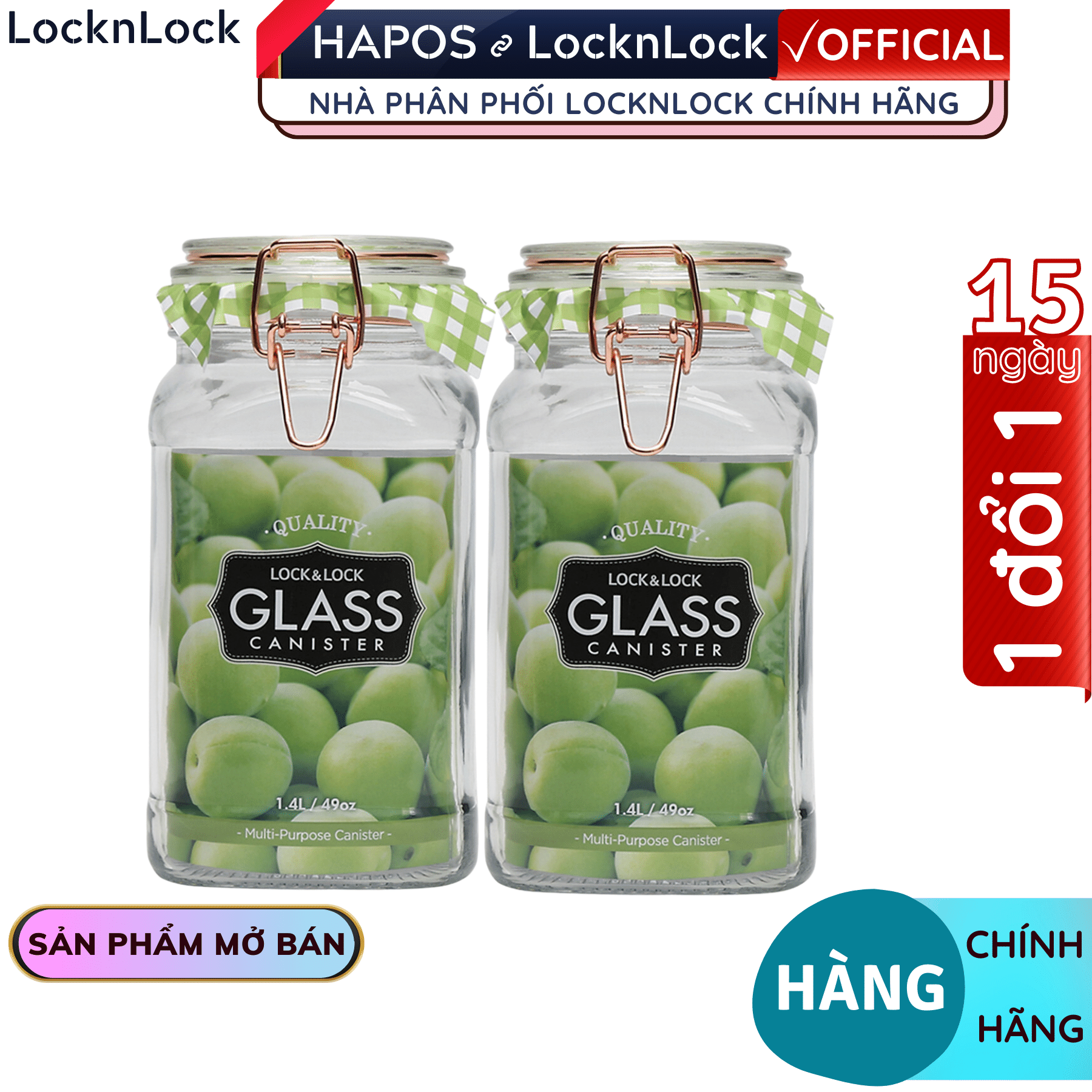 Bộ hũ Lock&amp;Lock đựng thực phẩm bằng thủy tinh Sodalime LLG516S01 LLG517S01 LLG518S01 - Hàng chính hãng - JoyMall