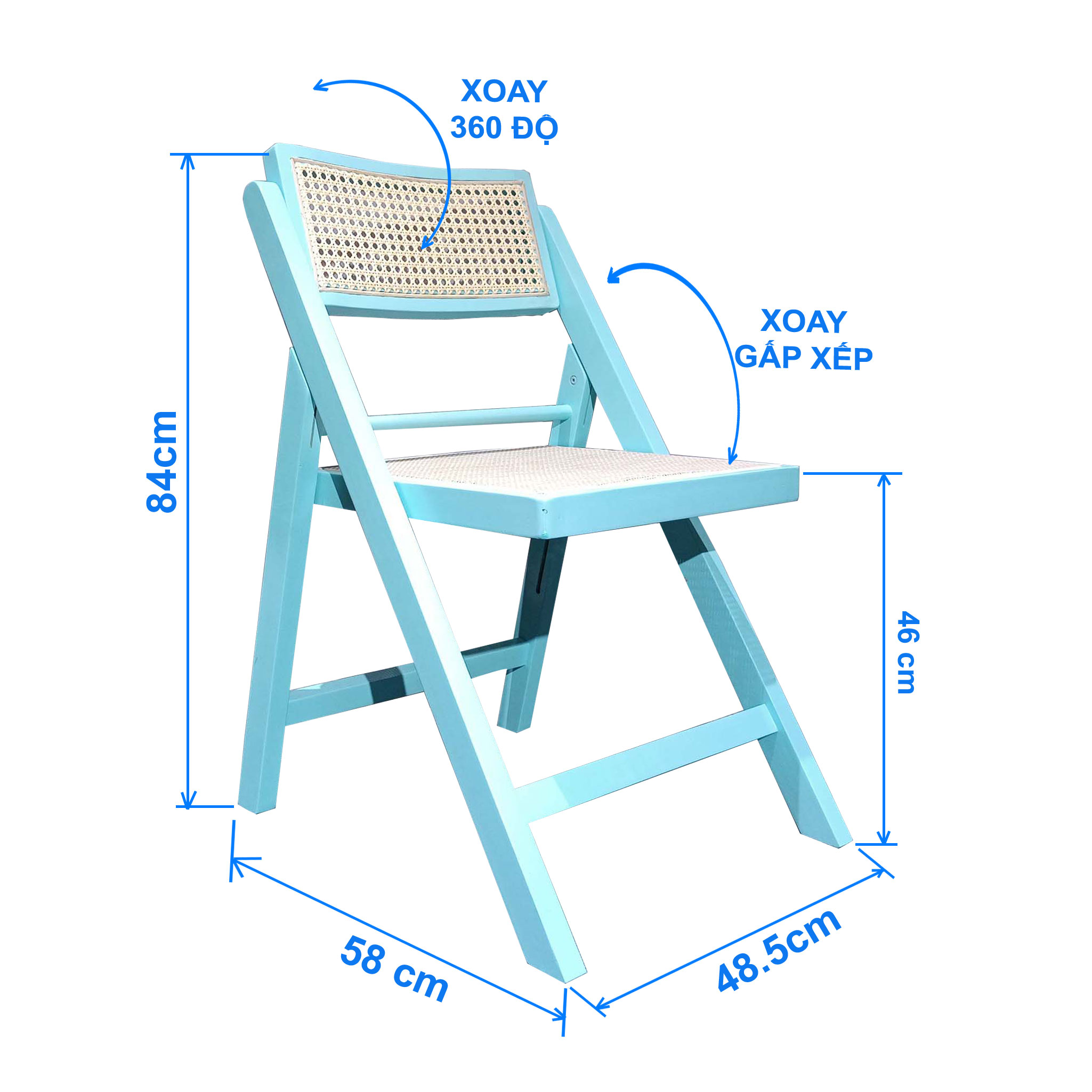 Ghế gấp gỗ , ghế xếp gọn thông minh tựa mây đan MenMen