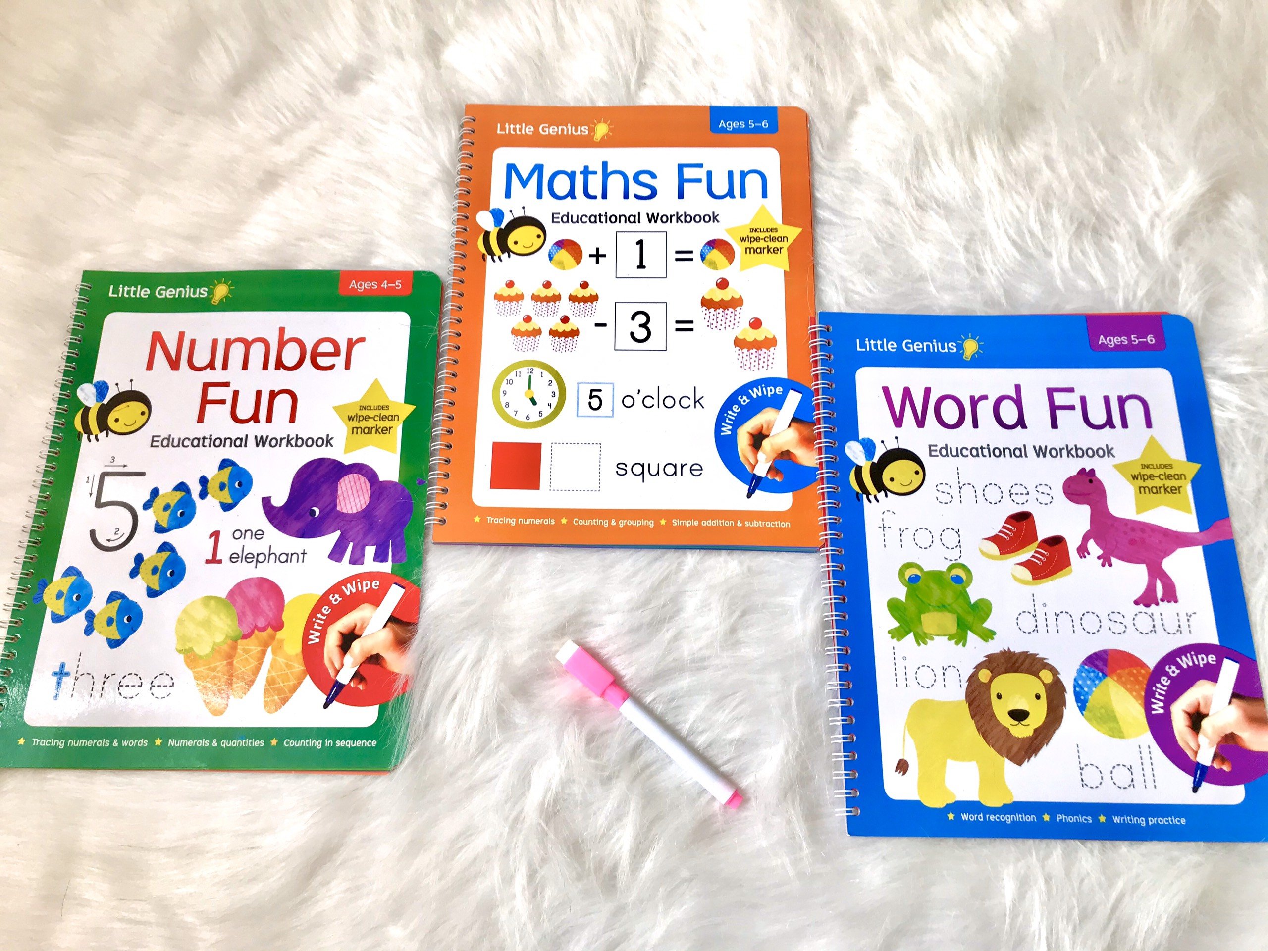 Đồ chơi - Bộ 3 cuốn viết xóa Math/ Word / Number fun