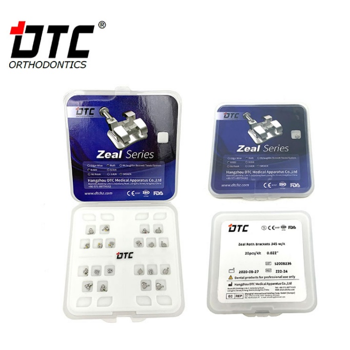 Mắc cài kim loại thường MBT_DTC (Zeal series MBT Brackets 345 with hooks)_Niềng răng_Chỉnh nha_Dùng trong nha khoa[Ảnh thật][Chính hãng