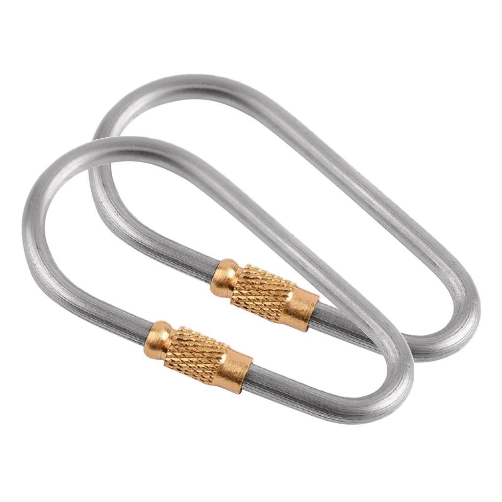 2-6pack 2 Piece D-ring Titanium Alloy Screw Lock Carabiner Clip Hook Keychain C