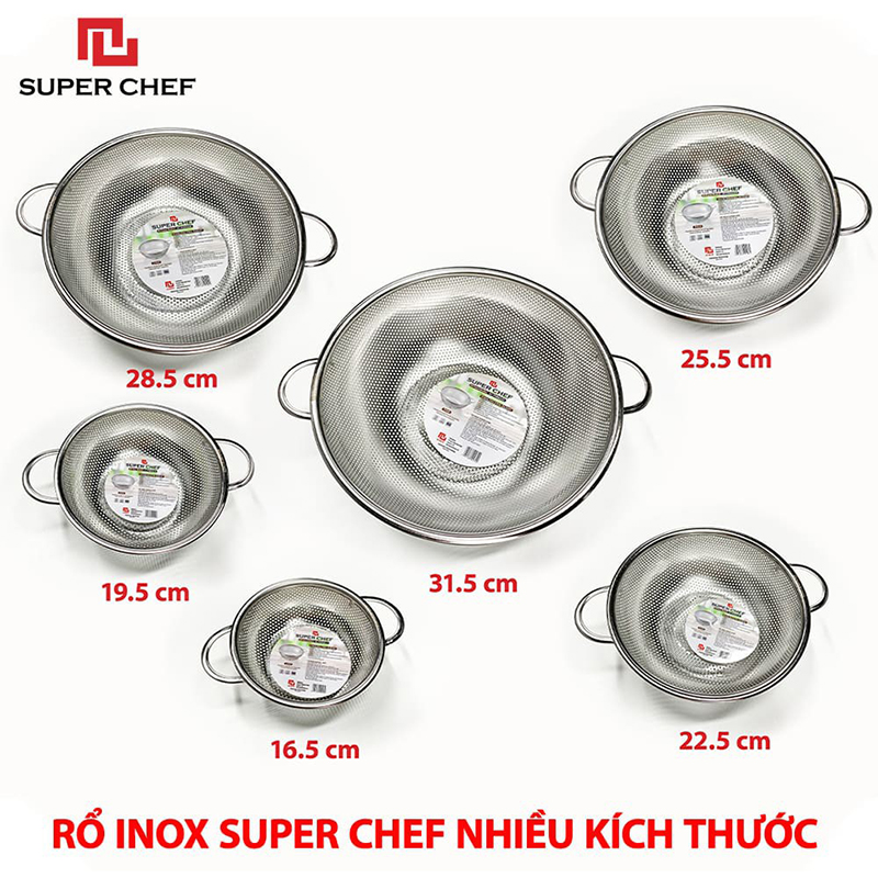 Rổ inox Super Chef 25.5cm 2 quai SC-PHB0226