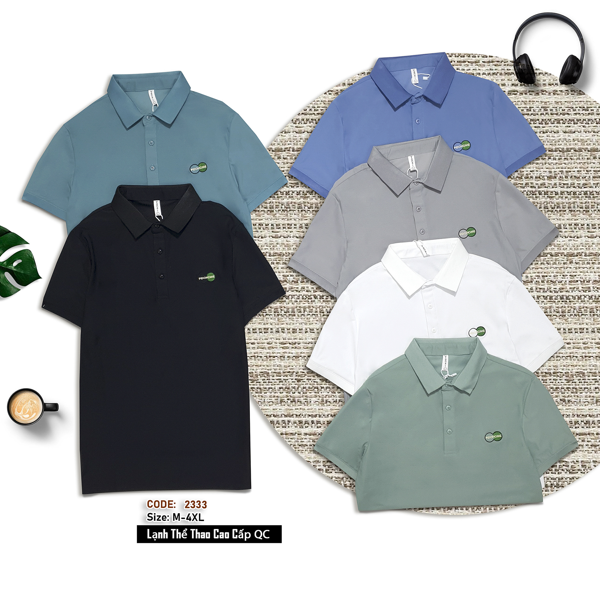 2333- Áo Polo nam tay ngắn, Áo cổ trụ nam thun lạnh cao cấp, hàng Xưởng may Vinh Thiện Phát, sỉ từ 10 cái