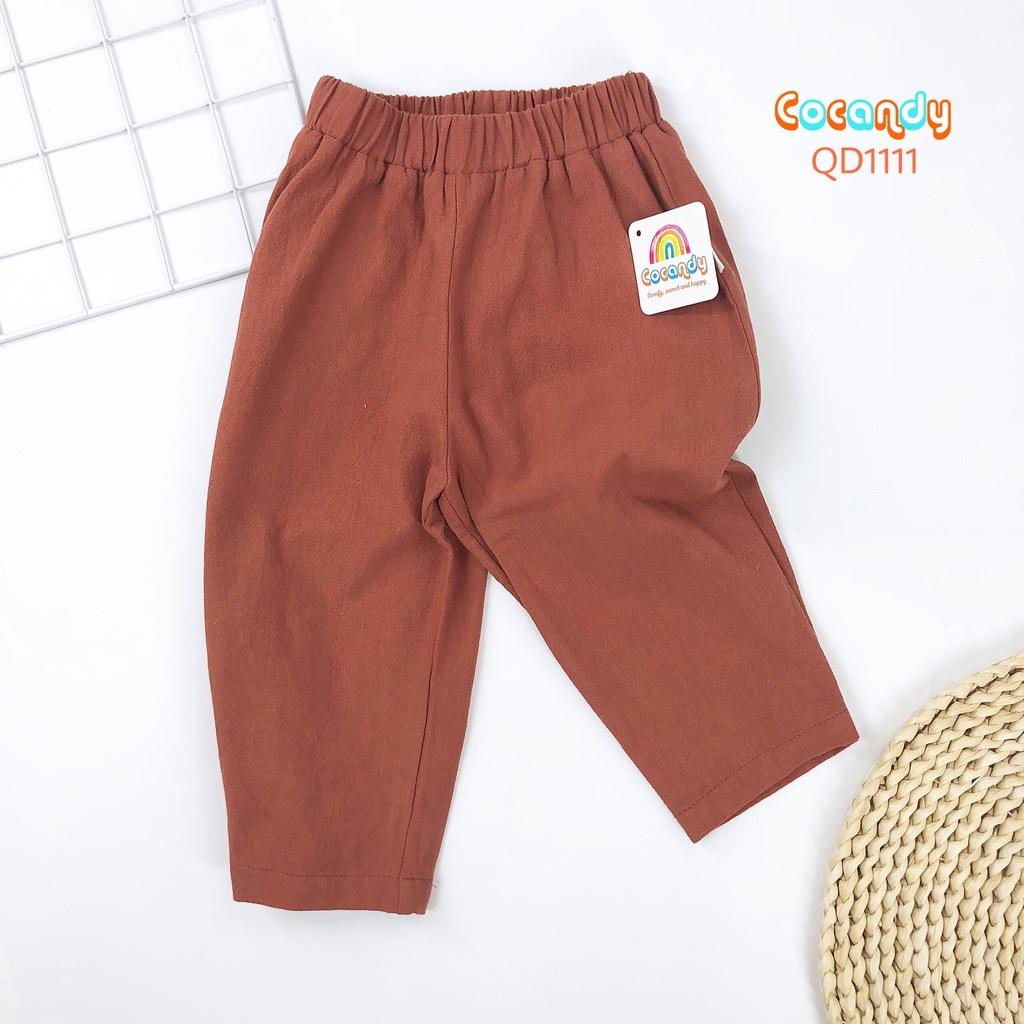 Quần dài trơn đỏ đô cho bé của COCANDY mã QD111178