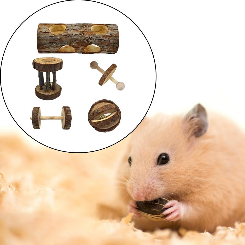 5 Pieces/10 Pieces Hamster Chew Toys Set Roller Unicycle Chinchilla Gerbils Squirrels Rodents Molar Toys Supplies