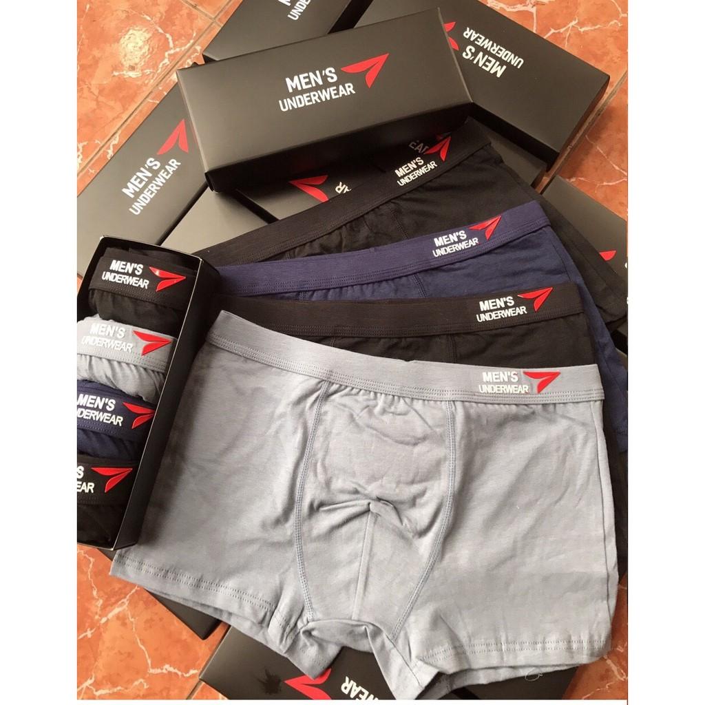 Quần Sịp Đùi Cotton, Quần Lót Nam Boxer Men 'Underwear Nhiều size, 4 Quần Trong 1 Hộp Sang Trọng