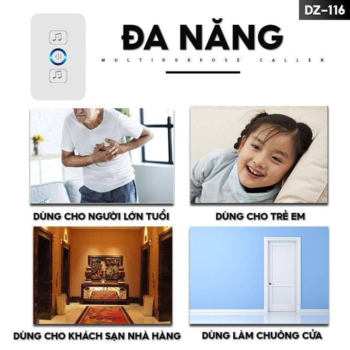 Chuông Cửa Không Dây Loại Tốt 1 Cặp Chuông Và Phím Bấm Khoảng Cách Kết Nối Lên Đến 50 Mét DZ-116 DZ-116