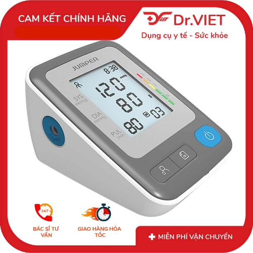 Máy đo huyết áp bắp tay Jumper JPD-HA300 CHÍNH HÃNG xuất Germany - Bảo hành 5 năm - Thao tác dễ dàng - Thiết kế nhỏ gọn, tiện lợi - Màn hình hiển thị lớn- Bộ nhớ lên đến 99 lần cho 2 người dùng