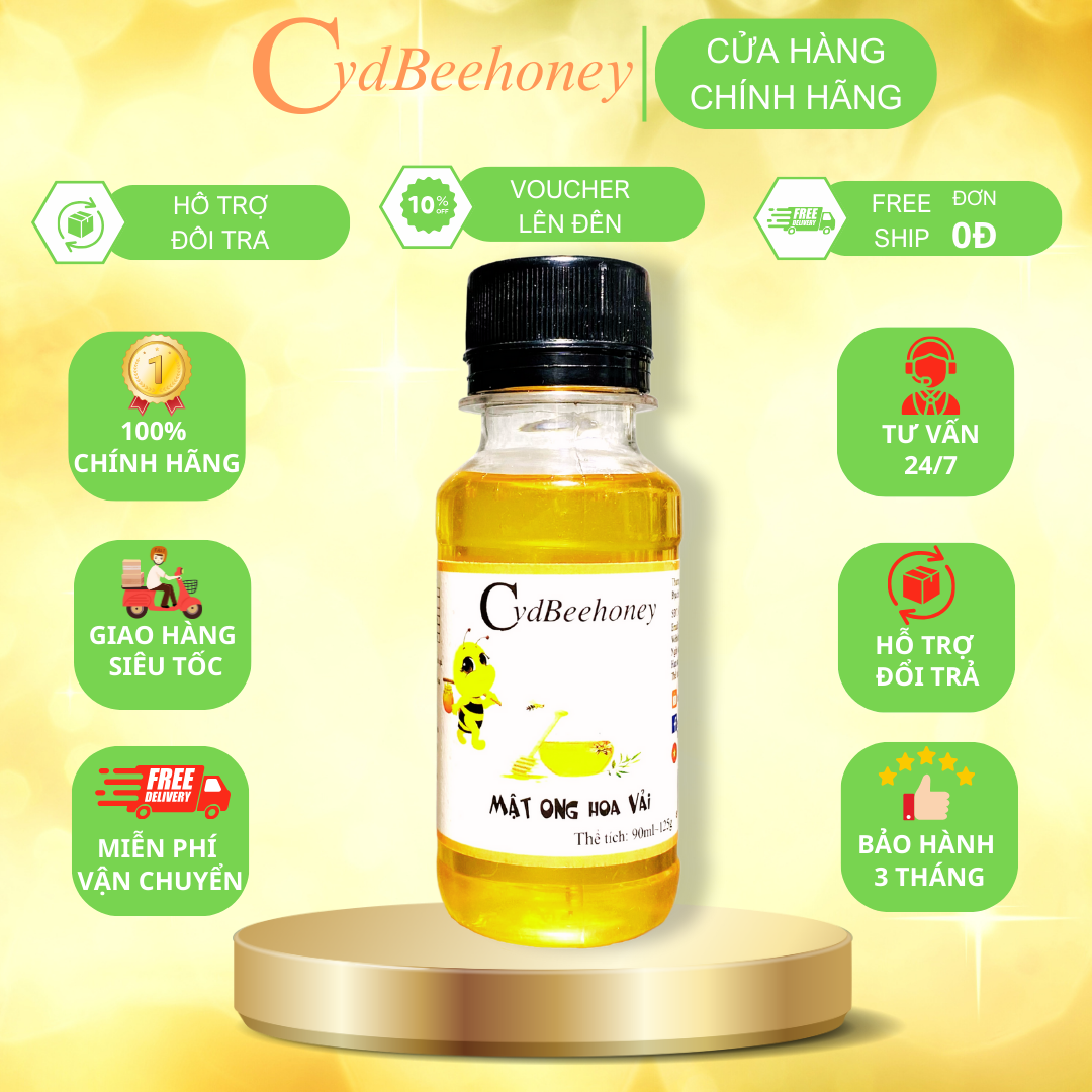 Mật Ong Nguyên Chất Hoa Vải Cvdbeheoney loại 90ml(125g) 