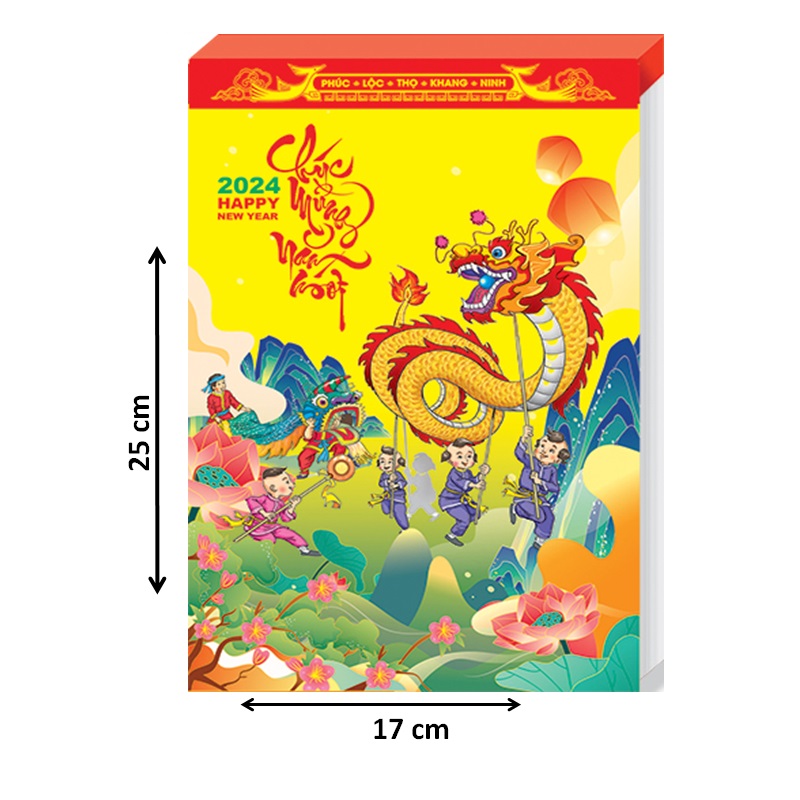 Lịch Bloc rời - Bloc lịch đại, kích thước 17 x 25 cm – Không bìa