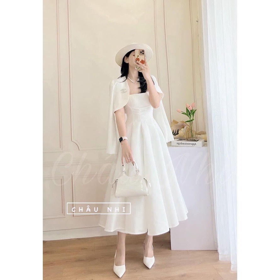 Set đầm tacta 2 dây kèm khoác ngoài kiểu hàn quốc gắn tag
