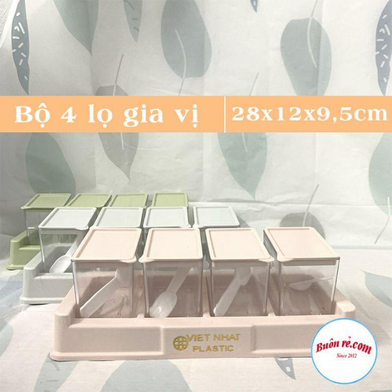 Combo 4 hộp đựng gia vị có đế nhựa Việt Nhật