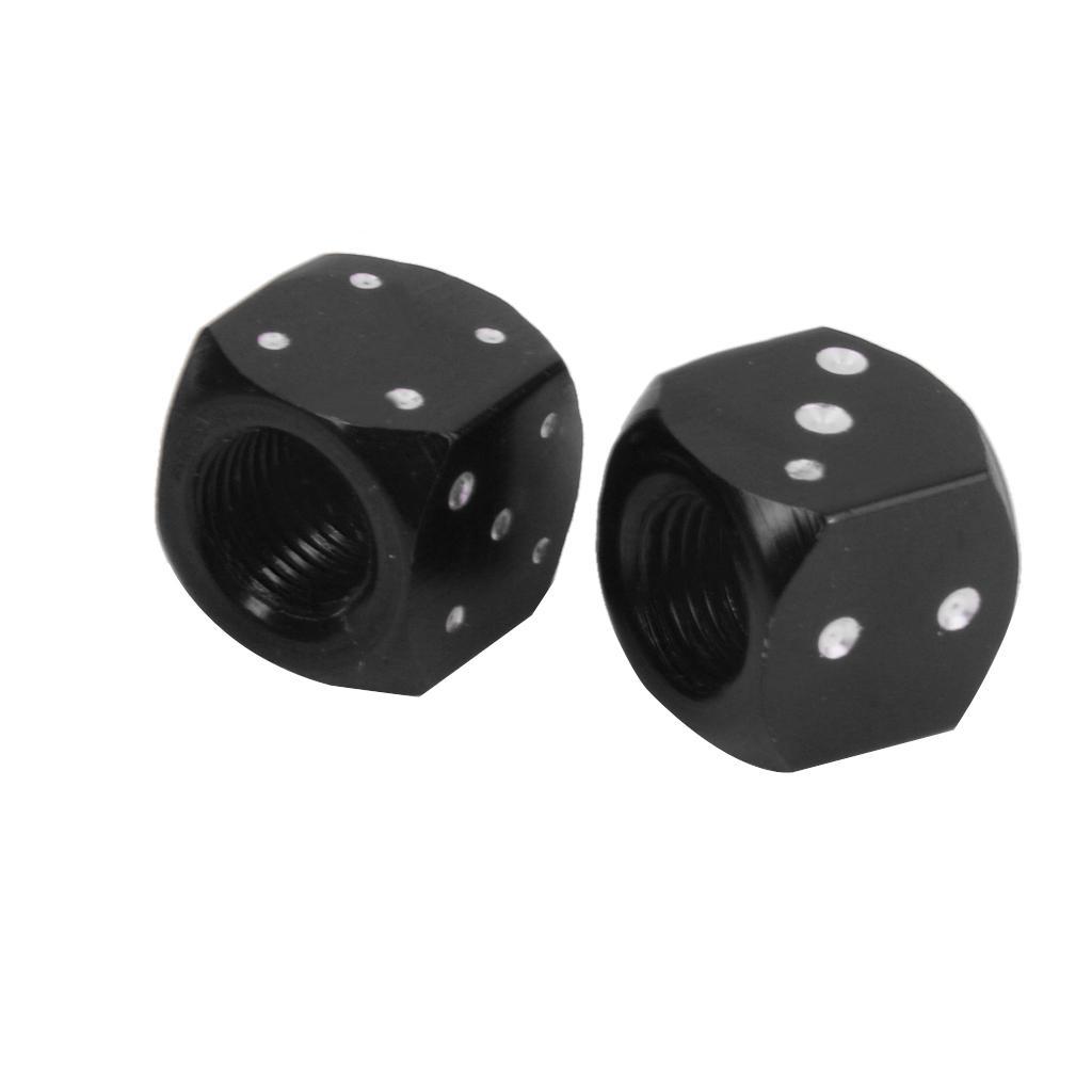 2Pcs Valve Motorcycle Car Tire Valve Metal Dice Black