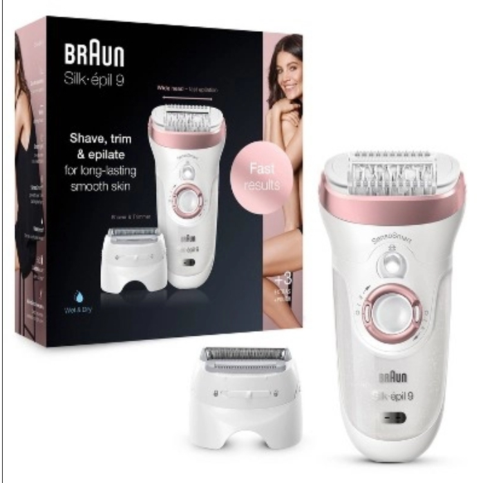 Máy Nhổ Lông Braun Silk-épil 9 9720, Dụng Cụ Tẩy Lông Bikini, Toàn Thân, Nhập Đức, BH 12 Tháng, Hàng Chính Hãng