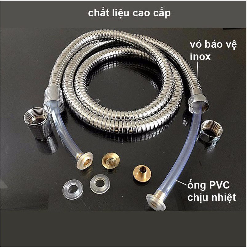 Combo vòi hoa sen tăng áp Luva VS6 kèm dây sen cao cấp chống xoắn, đường kính bát sen 11cm, Bật/Tắt trực tiếp trên vòi sen