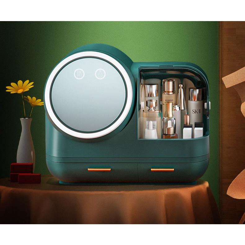 Kệ đựng mỹ phẩm kiêm gương đèn led 3 chế độ