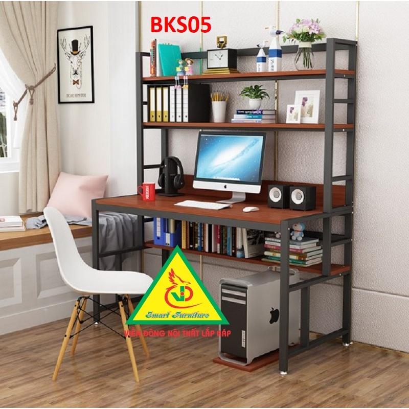 Bàn làm việc, bàn học khung sắt mặt gỗ BKS05 - Nội thất lắp ráp Viendong Adv