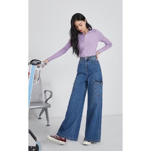 Quần Bò Nữ, Quần Jeans Nũ ỐNg Rộng Cạp CAo Túi Hộp Cho Nữ Đẹp Store 257