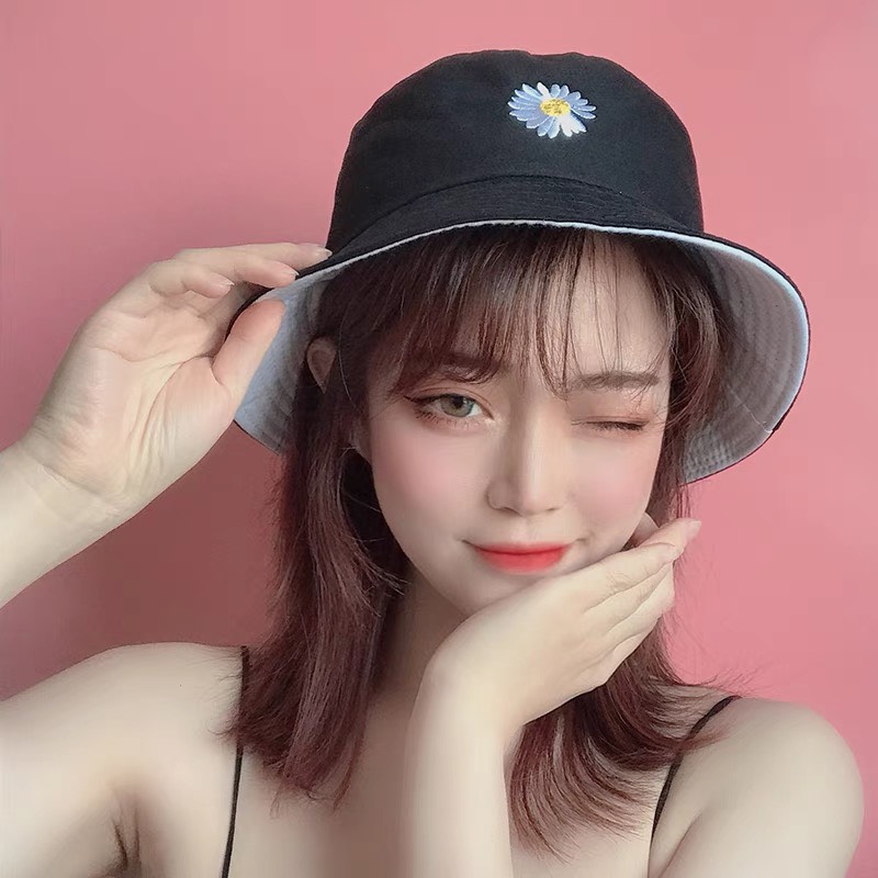 Mũ vành tròn, Mũ Bucket hoa cúc, Nón cụp vành thời trang phong cách cute xinh xắn MD07