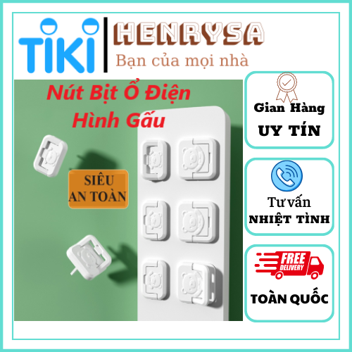 Combo 5 Nút Bịt Ổ Điện Hình Gấu 2 Chân Chống Giật, An Toàn Cho Bé - HENRYSA