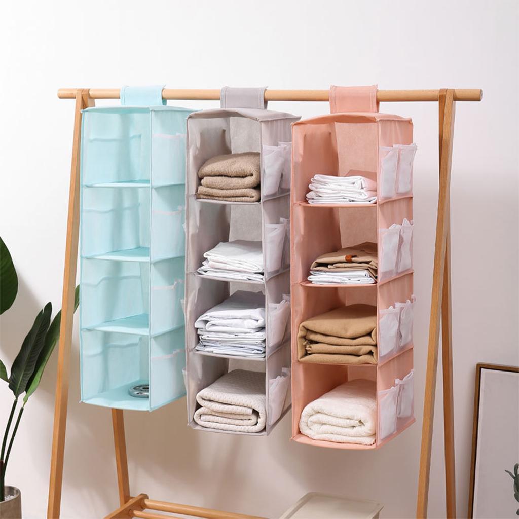 Hanging Closet Organizer 4-Shelf Storage Shelves for Sweaters Shoes Toy Rack