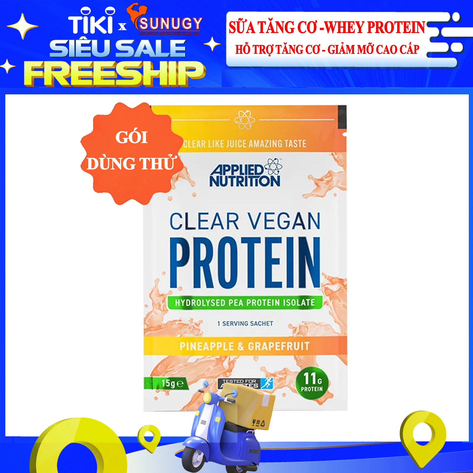 Sample Sữa tăng cơ Hydrolyze Protein Isolate Clear Vegan với 100% protein từ thực vât - hỗ trợ tăng cơ giảm mỡ cao cấp