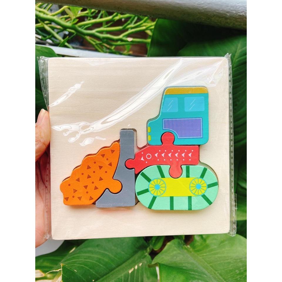 Tranh ghép hình 3D bằng gỗ có in hình nhiều mẫu ngộ nghĩnh phát triển trí tuệ, giáo dục sớm cho bé