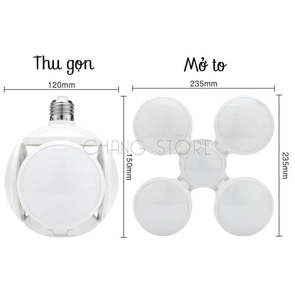 Đèn LED tích điện năng lượng mặt trời 5 chế độ hình 4 cánh hoa đuôi E27 có thể đóng mở (40W)