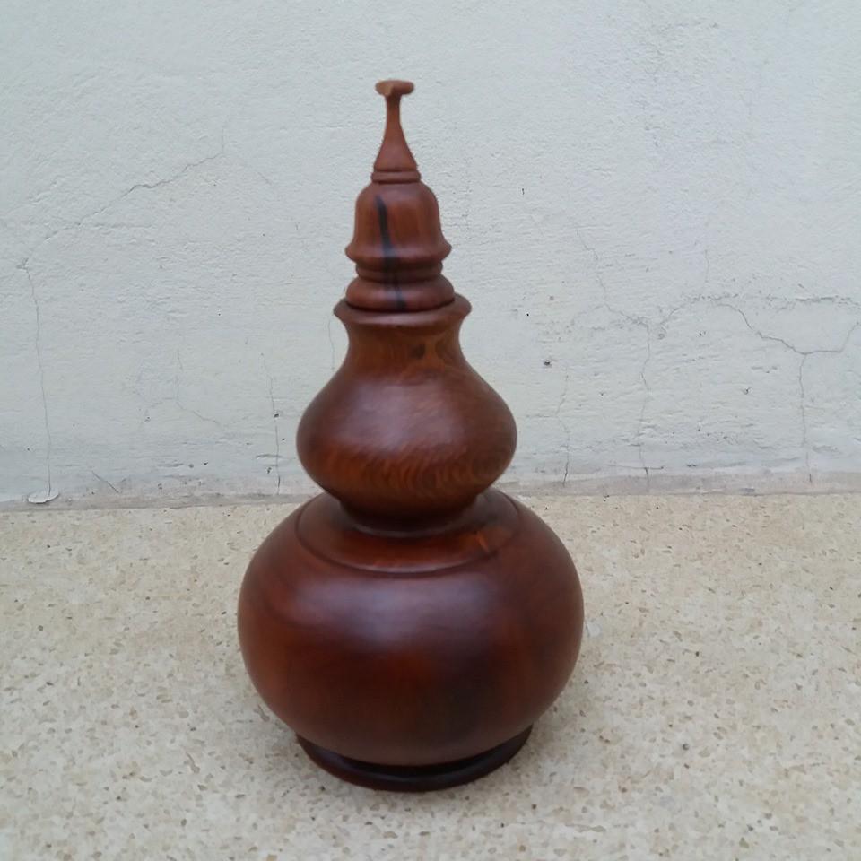 Bình hồ lô gỗ hương nguyên khối cao 20cmx11cm