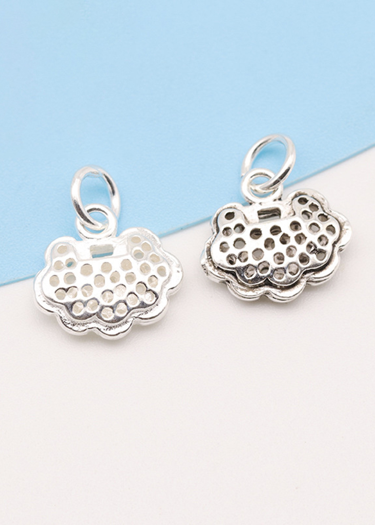Combo 2 cái charm bạc hình khóa trường mệnh may mắn treo - Ngọc Quý Gemstones