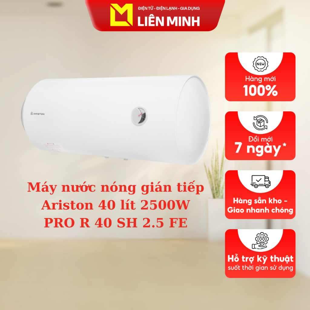 Máy nước nóng gián tiếp Ariston 40 lít 2500W PRO R 40 SH 2.5 FE - Hàng Chính Hãng