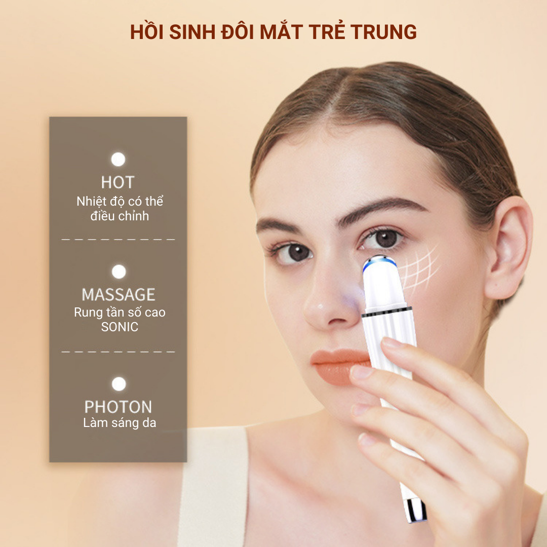 Máy Massage Mắt Mini Cầm Tay Rung Nóng ION D830, Mát Xa Giảm Quầng Thâm Bọng Nhức Mỏi Mờ Nếp Nhăn Chống Lão Hóa