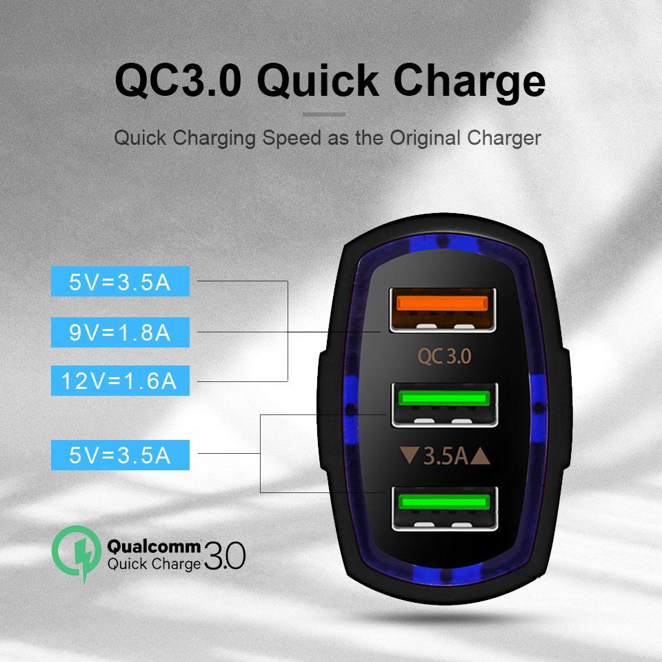 Củ sạc nhanh QC 3.0 3 cổng USB 3.0 cho điện thoại