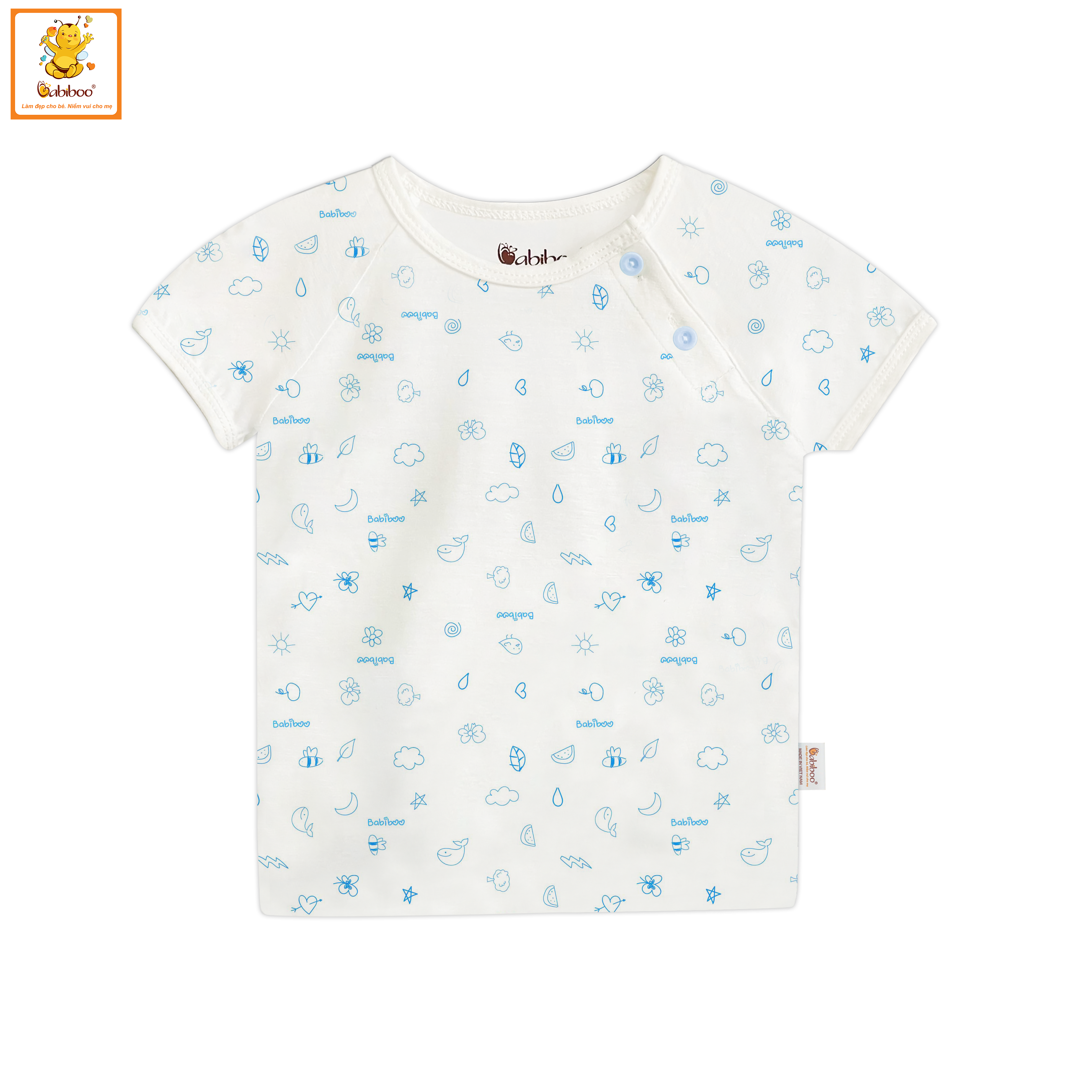 Áo sơ sinh Babiboo BTK37 áo sơ sinh ngắn tay chất liệu viscose mềm mại, mịn mát