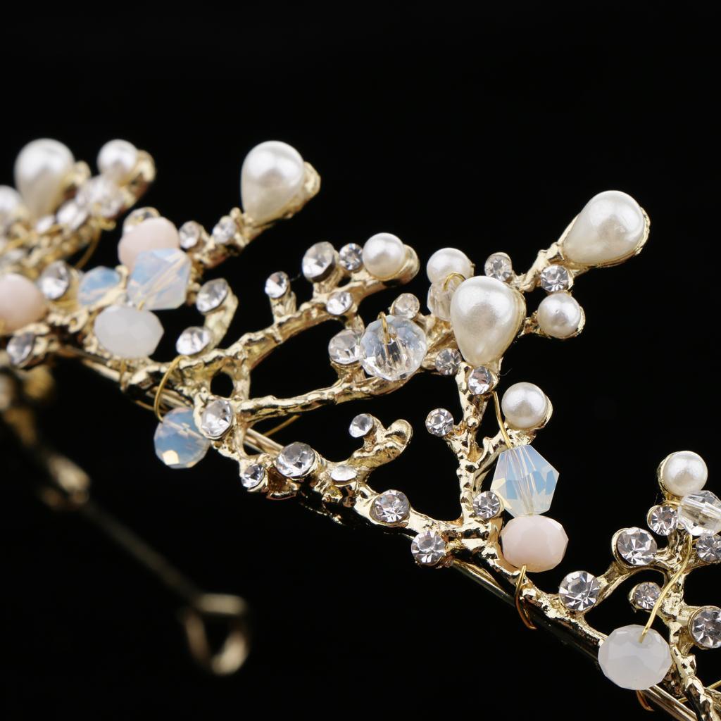 Wedding Crown Bridal Tiara Crystal Princess Headband Hair Accessory Gold