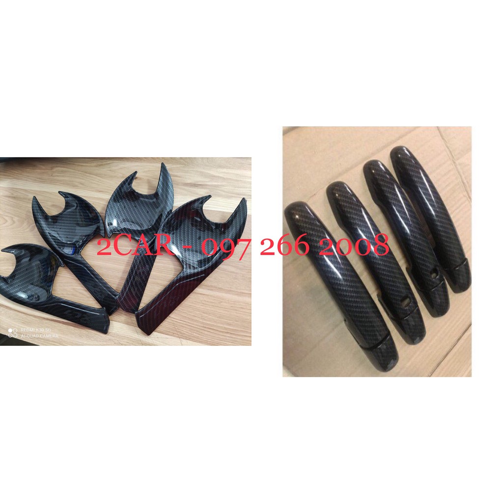 Ốp Tay nắm, Hõm Cửa, Nắp xăng cacbon Xe Suzuki XL7 2020- 2021- 2022-2023 Vân Carbon hàng đẹp