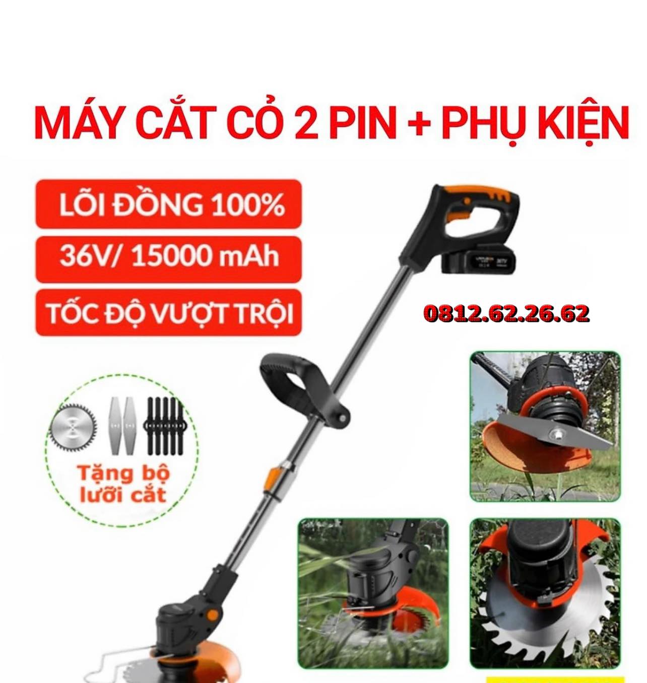 Máy cắt cỏ pin.Tặng kèm 8 lưỡi - Máy cắt cỏ, tỉa cành cầm tay