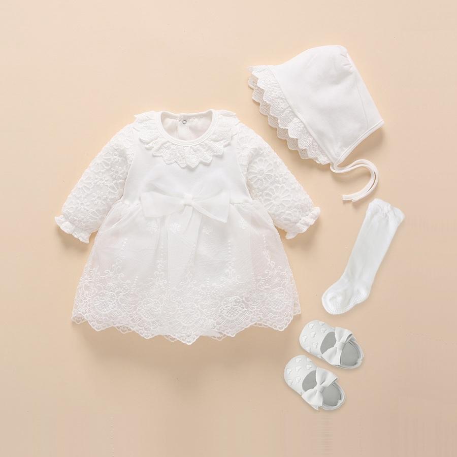 2021 Trẻ Sơ Sinh ĐẦM SƠ SINH Bé Gái Quần Áo & Áo Cotton Công Chúa 0 3 6 12 Tháng Cho Bé Lễ Rửa Tội Đầm