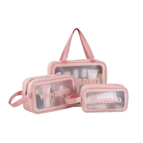 Set 3 Túi Đựng Mỹ Phẩm Du Lịch Đựng Đồ Trang Điểm Sang Trọng Washbag Trong Suốt Chống Nước Tiện Dụng