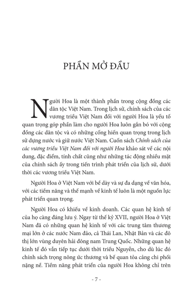 Sách - Chính Sách Của Các Vương Triều Việt Nam Đối Với Người Hoa