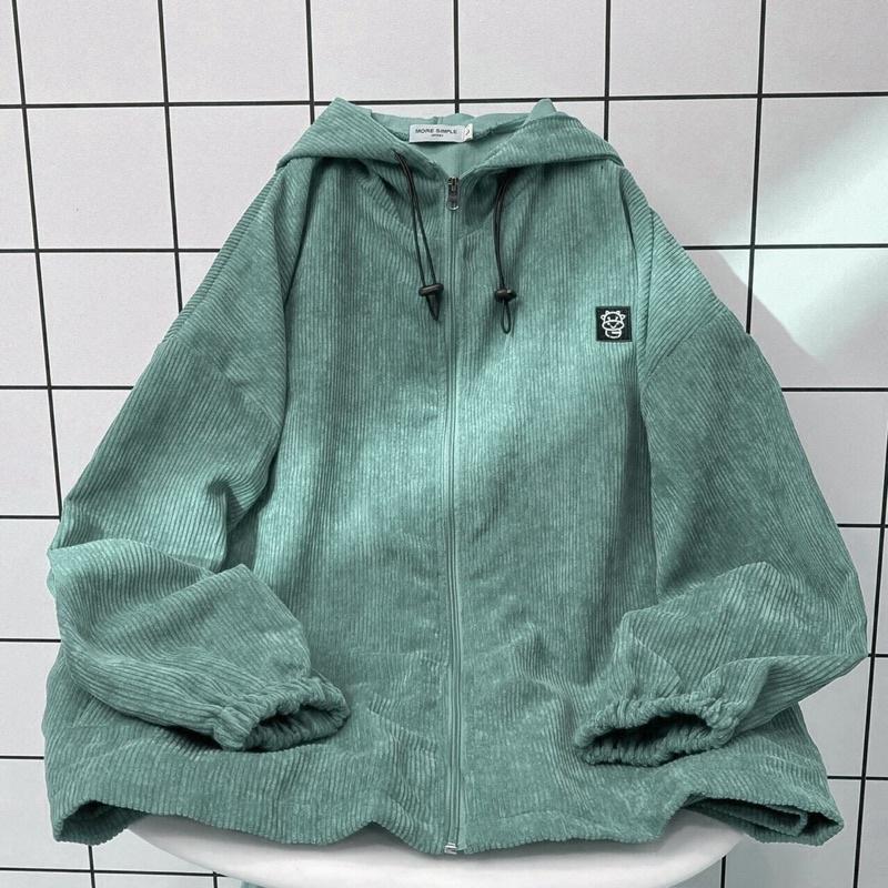 Áo khoác Jacket form rộng tay dài Nhung Gân COW ulzzang