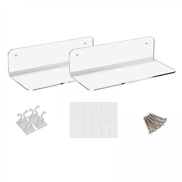 2X 2x Acrylic Floating Wall Rack Small Display Shelf for Wireless Speaker Clear