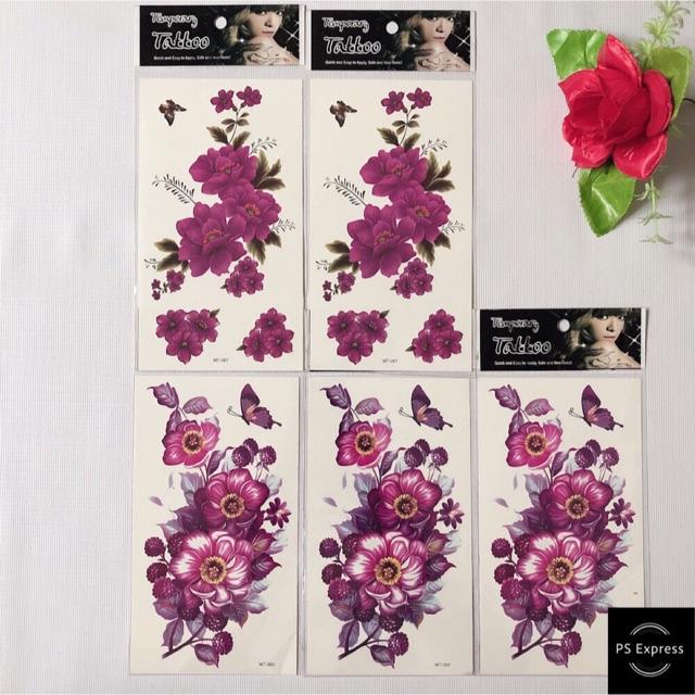 Combo 5 tấm hình xăm dán hoa màu tím 10x20cm- tặng ngay tấm đồng size khi mua từ 2 combo