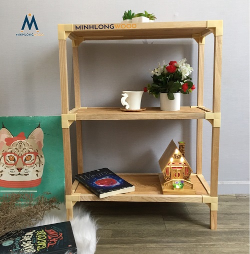 Kệ Để Đồ Đa Năng- Minhlongwood M52, Kệ Trang Trí Phòng Ngủ, Phòng Khách- Màu Gỗ Tự Nhiên