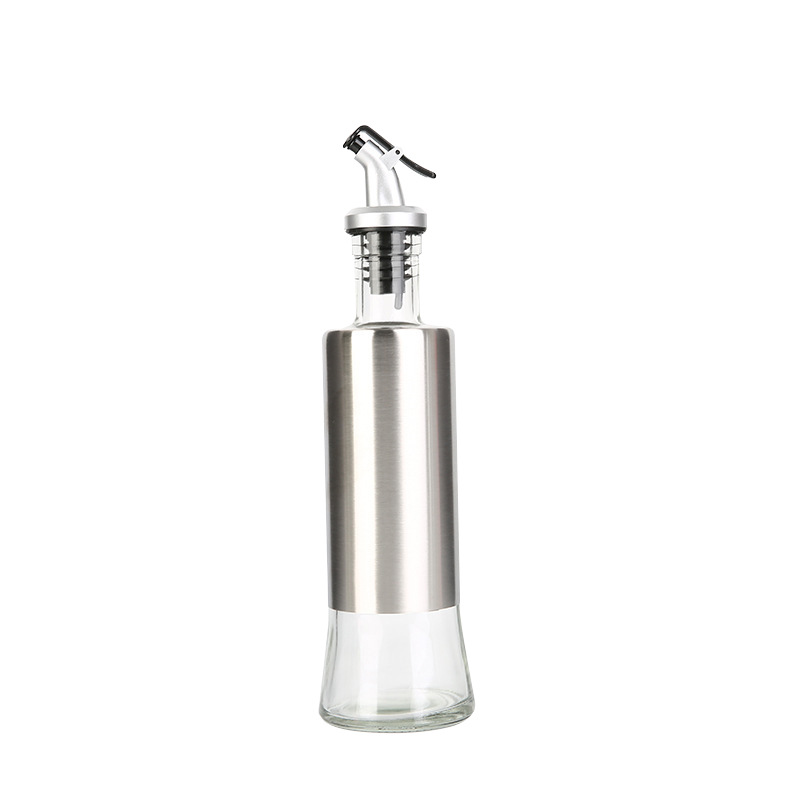 Chai rót dầu ăn thủy tinh bọc Inox 304, chai chiết gia vị 300ml, lọ gia vị nhà bếp