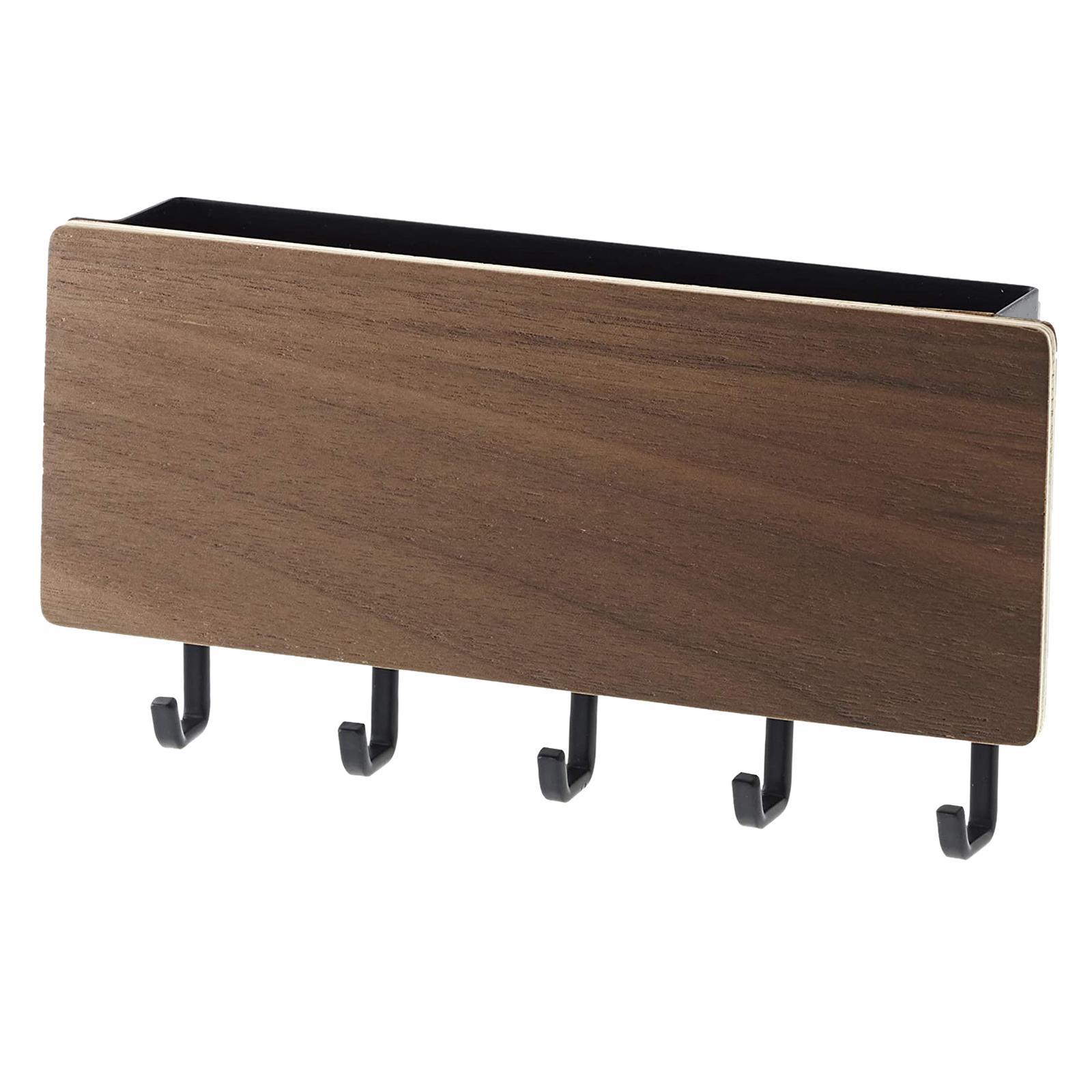 Key Holder Letter Storage Door Rack Organizer Wall Hanger Hooks Dark Wood