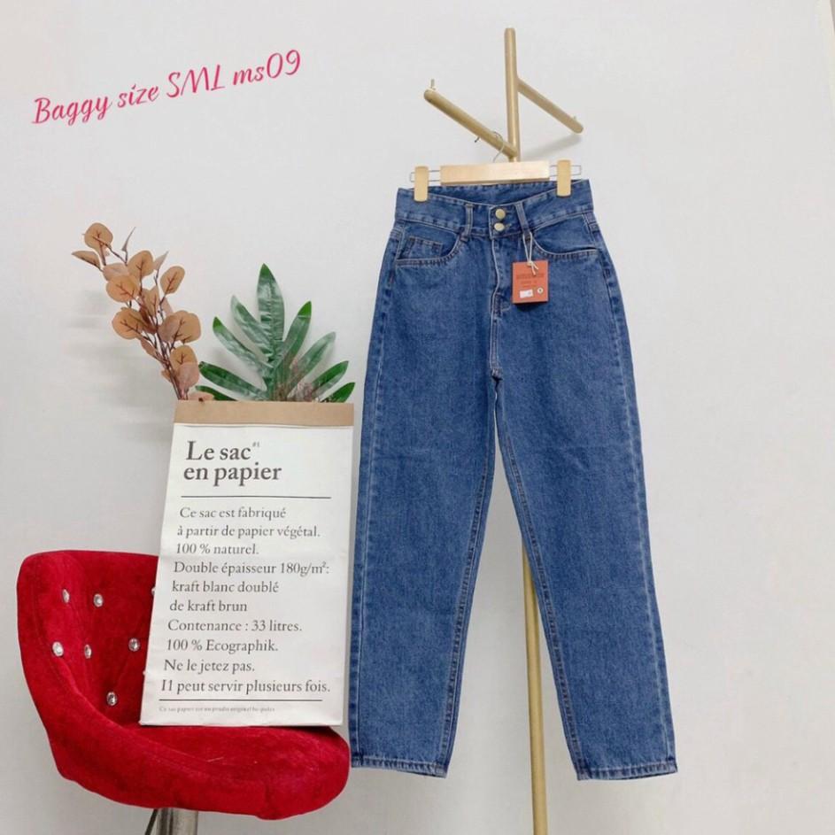 Quần Jeans Baggy Size S M L (42kg-54kg) - LƯNG CAO HAI NÚT - Không Giãn