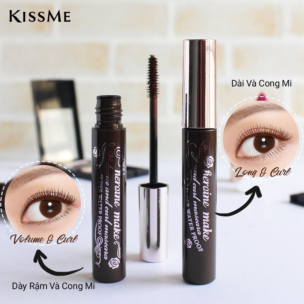 Mascara Kissme Heroine Make Nâng Cong Và  Dài Mi Tối Đa - Siêu Bền Trong 24h Super Wp #51 ( Màu Nâu Gạch ) 