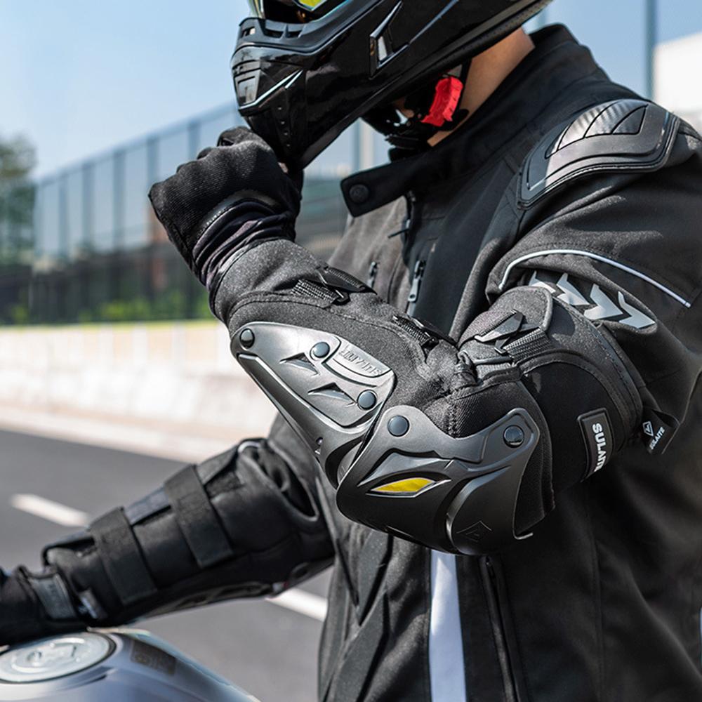 SULAITE Motorcycle Knee Pads Elbow Pads Set Anti-Slip Windproof Elbow Knee Guards Protection Armor for Cycling Racing Motorcross Protective Gear